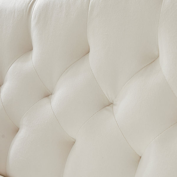 English Elm CREAM Velvet 2-Seater Sofa with Gold Metal Legs, Foam Cushion Comfort, Solid Wood Frame, Compact Luxury W588P165684
