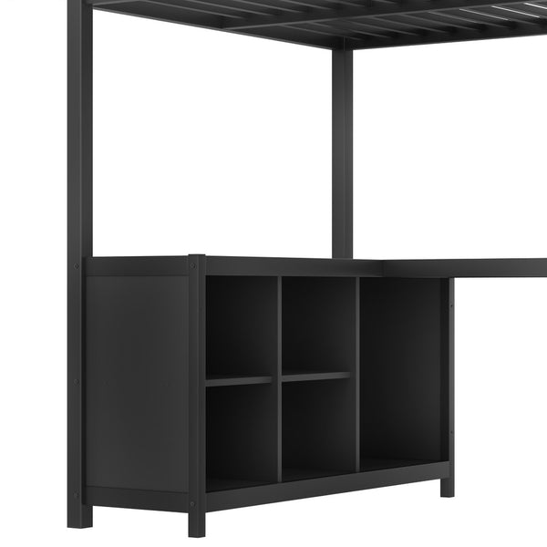 English Elm Metal Twin Xl Loft Bed with L Shaped Desk Wardrobe and Storage for Teens W1580S00370