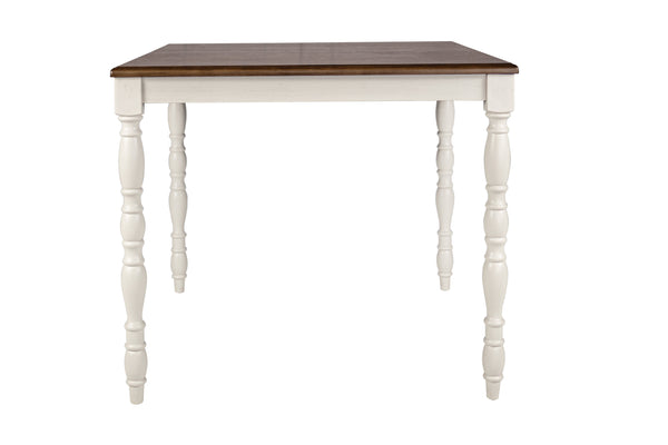 English Elm 5 5-Piece Counter Height Dining Set with Oak Top and White Legs, Ladder Back Chairs, Rustic Charm B089P389541