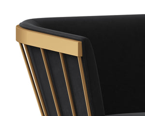 Sunpan Caily Dining Armchair - Modern Elegance with Gold Stainless Steel Frame for Stylish Dining Spaces Abbington Black