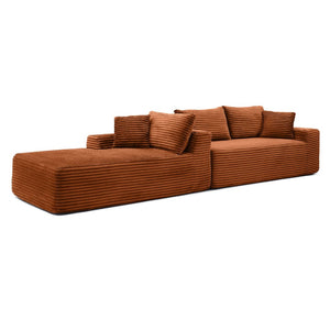 English Elm 105'' Modular Cloud Sectional with Deep Seats Corduroy Upholstery for Living Rooms W1117S00333