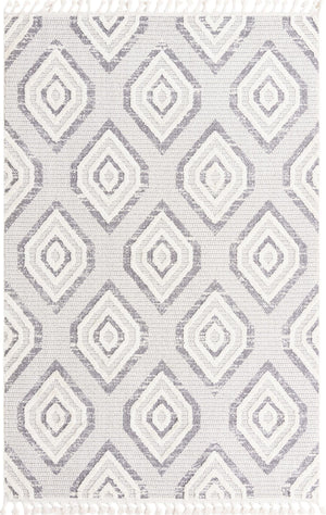 Unique Loom Cherokee Gatlinburg Machine Made Geometric Rug Ivory, Gray 6' 1" x 9' 0"