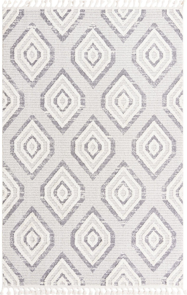 Unique Loom Cherokee Gatlinburg Machine Made Geometric Rug Ivory, Gray 6' 1" x 9' 0"