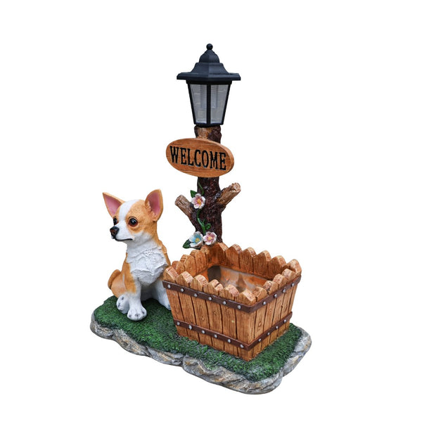 English Elm Sitting Corgi Resin Planter Sculpture Whimsical Porch Garden Decor with Succulent Cavity W5398P464244