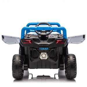 English Elm 12v Kids Electric Utv Ride on Toy with Parental Remote Swing Function and Shock Absorbers Blue W1578P368161