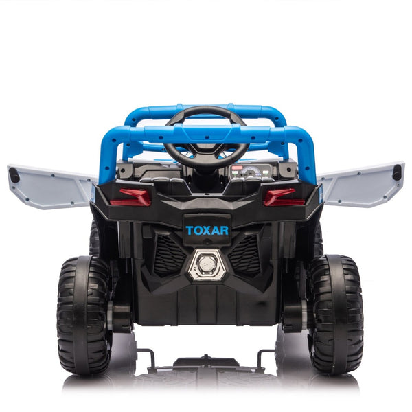 English Elm 12v Kids Electric Utv Ride on Toy with Parental Remote Swing Function and Shock Absorbers Blue W1578P368161