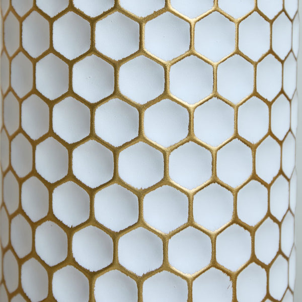 English Elm Floor Modern Metal Vase Set - Elegant Droplet Shaped White & Gold Accents For Glamorous Home Decor W2796P290484