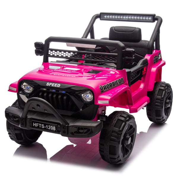 English Elm 12v Kids Electric Ride on Truck with Parental Remote Four Wheel Suspension and Led Lights Pink W1578P187456