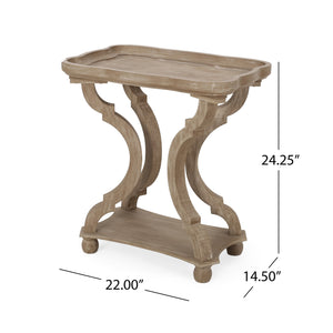 English Elm Christopher Knight Home® - End Hourglass Accent Table with Lipped Rectangular Top, French Country Firwood Charm and Elegance Natural N771P223027K