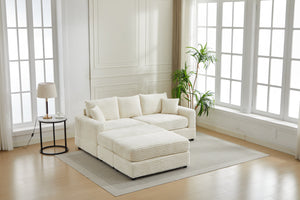 English Elm Modern Sectional Couch - Cozy 2-Piece Corduroy Slipcovers With Throw Pillows For Stylish Living Spaces W2915S00030