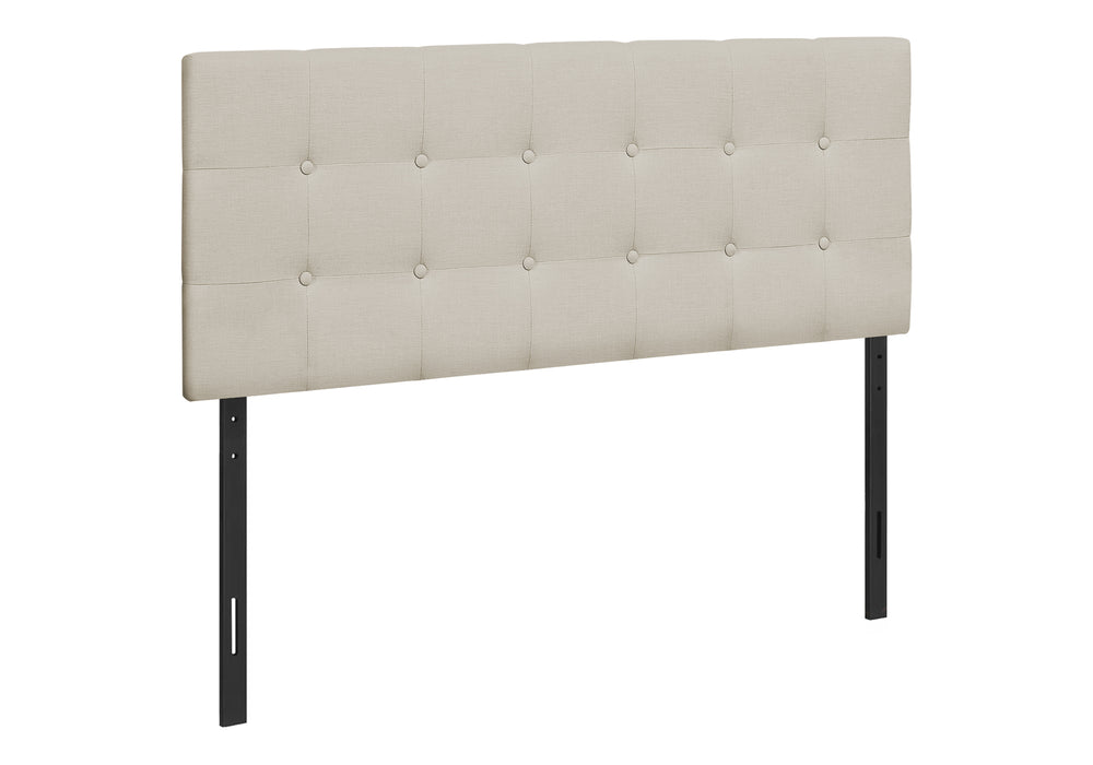 English Elm Bed, Transitional Upholstered Headboard In Beige Linen Look For Full Size Beds - Stylish & Durable Design B2710P219556