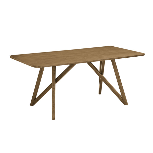 English Elm Darla 70" Walnut Oak Dining Table with Geometric Cross Base — Spacious Modern 6-8 Seat Centerpiece B061P353763