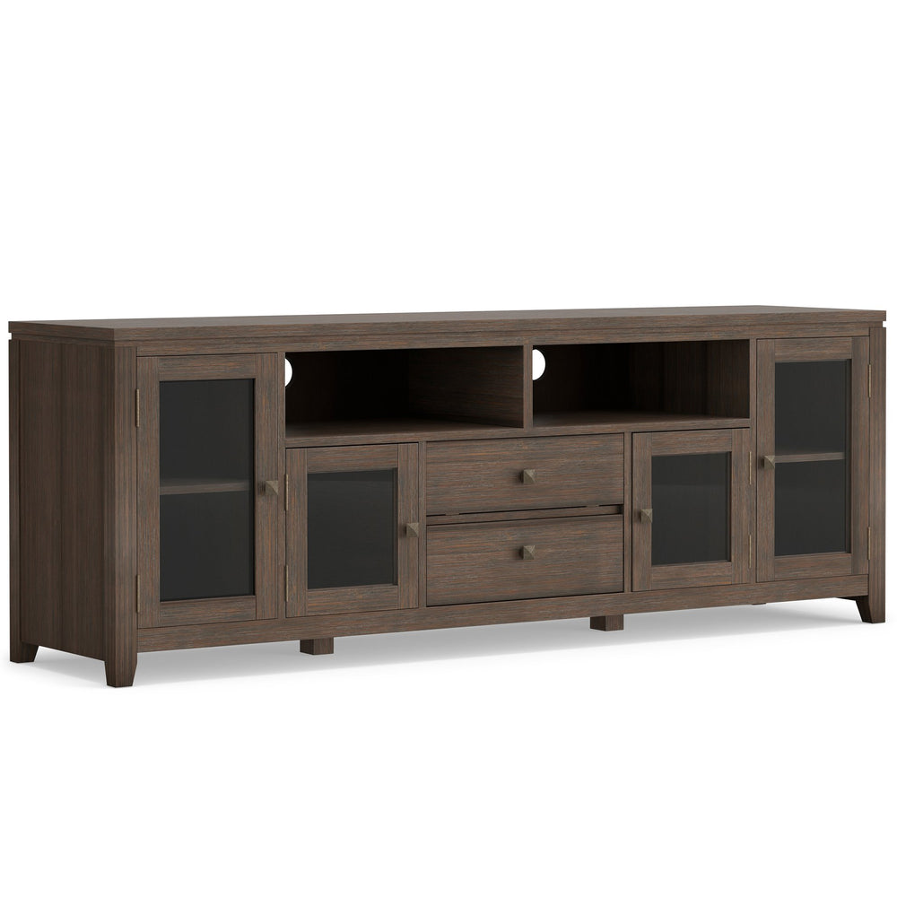 English Elm Cosmopolitan 72" Wide Tv Media Stand - Handcrafted Solid Wood With Farmhouse Brown Elegance & Storage B136P158552