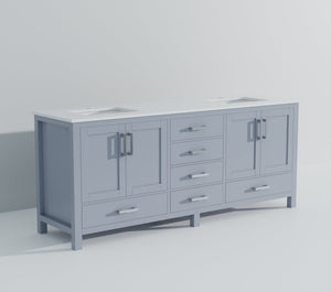 English Elm Dark Grey Double Bath Vanity 84" W With Cultured Marble Top - Elegant Storage & Soft-Close Design B2731P259154