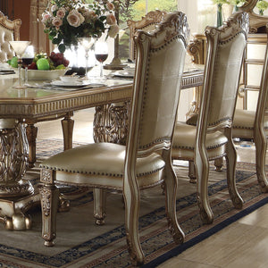 English Elm Bone Plush Tufted Arm Chair with Floral Carved Wood Back, Nailhead Trim & Tapered Legs for Luxe Seating Beige+Gold B062P209282