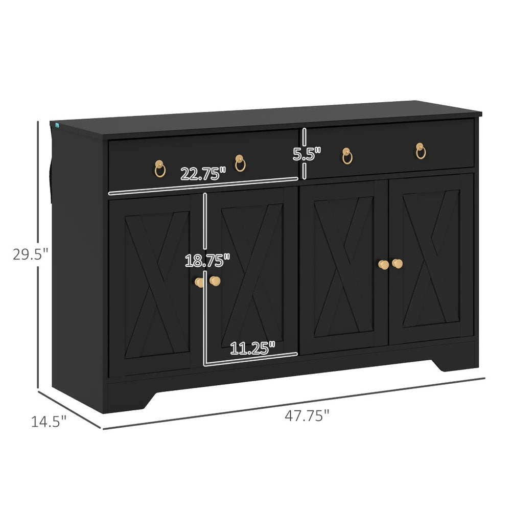 English Elm Kitchen Farmhouse Buffet Cabinet with Sliding Barn Doors Drawers and Adjustable Shelving T3971P399157