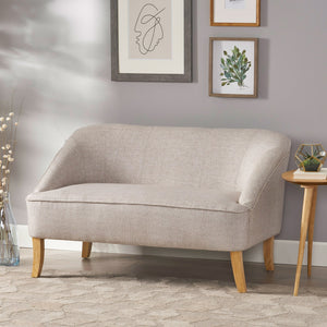 English Elm Christopher Knight Home® - LOVESEAT Modern Beige Fabric 100% Polyester Single Cushion, Birch Legs, Compact 49.75"W x 30.5"H Comfort 60867.00BTWD