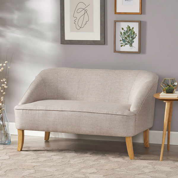 English Elm Christopher Knight Home® - LOVESEAT Modern Beige Fabric 100% Polyester Single Cushion, Birch Legs, Compact 49.75"W x 30.5"H Comfort 60867.00BTWD