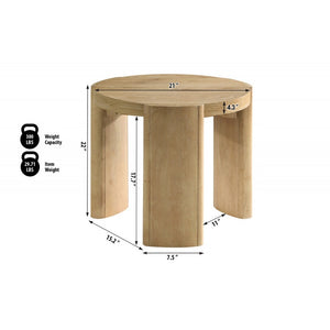 English Elm 21 Inch Kepler Driftwood Finish Round Wood End Table with Sculptural Top & Thick Curved Legs, Modern Rustic Decor B011P366049