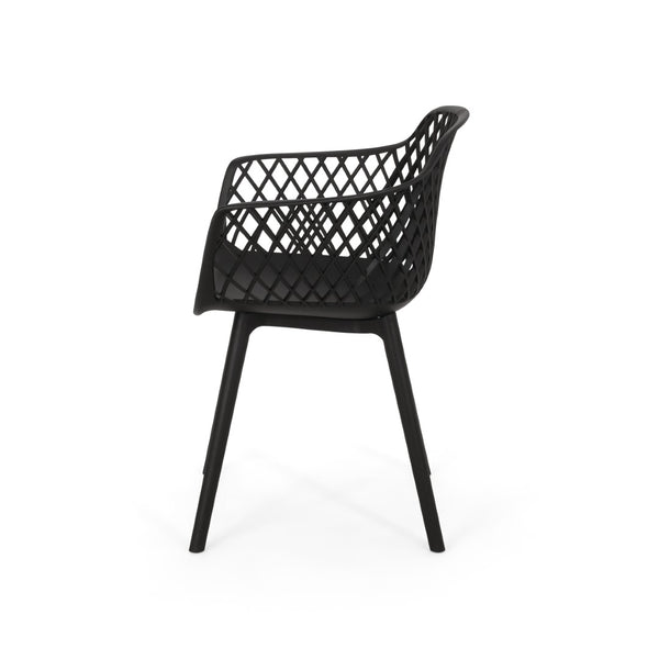 English Elm Poppy Outdoor Dining Chairs Set of 2 Diamond Mesh Geometric Modern Patio Seating N776P414421B