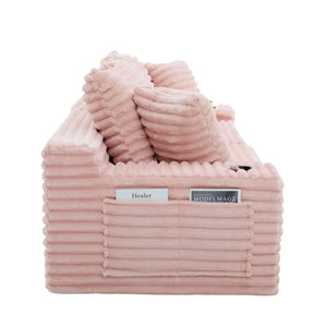 English Elm Oversized Corduroy Cloud Couch Convertible Sleeper Sofa with Memory Foam Seating Pink W395S00121