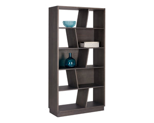Sunpan Jude Bookcase – Bold Contemporary Design with Staggered Shelving for Stylish Storage Solutions Charcoal Grey