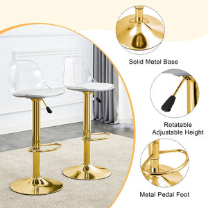 English Elm Modern Swivel Barstools Set of 2 with Clear Pet Back and Padded Pu Seat W1151P192280