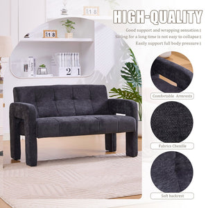 English Elm Nordic Ergonomic Double Armchair Upholstered Chenille Sofa 2-Seater Compact Lounge Chair 550LB Capacity Black W395P380537