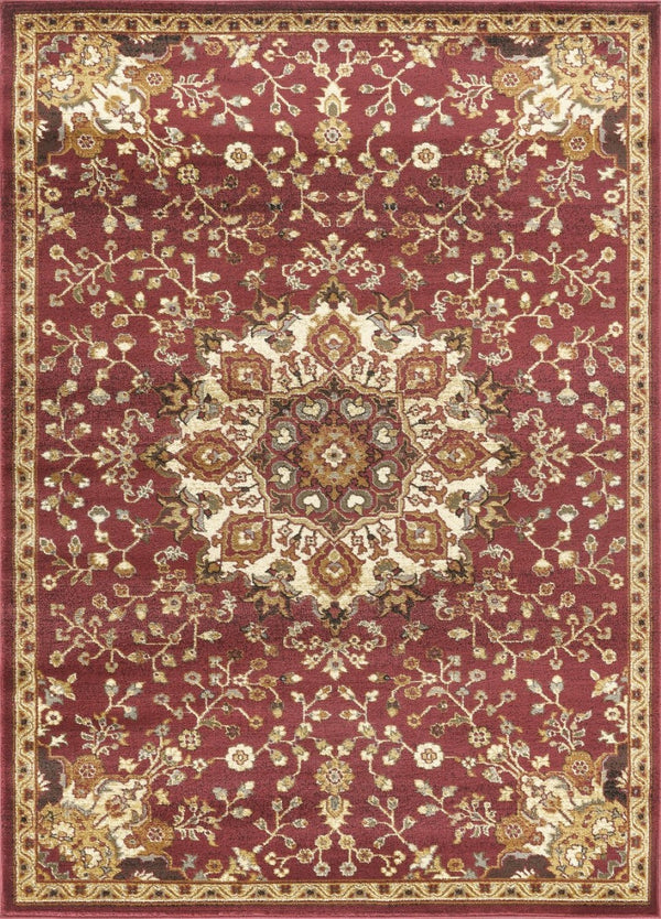 English Elm Classic Medallion Area Rug Traditional Low Pile Design for Living Room or Dining Space B186P452294