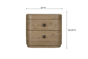 English Elm Large English Knotty Oak 2-Drawer Nightstand with USB, Felt & Cedar-Lined Drawers, Self-Closing Smoothness B2699P409527