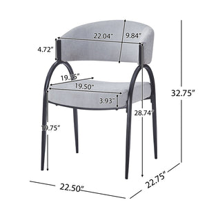 English Elm Upholstered Gray Fabric Dining Chair Set of Two with Sleek Metal Legs Modern Style N768P184752L