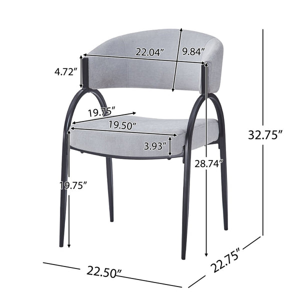 English Elm Upholstered Gray Fabric Dining Chair Set of Two with Sleek Metal Legs Modern Style N768P184752L