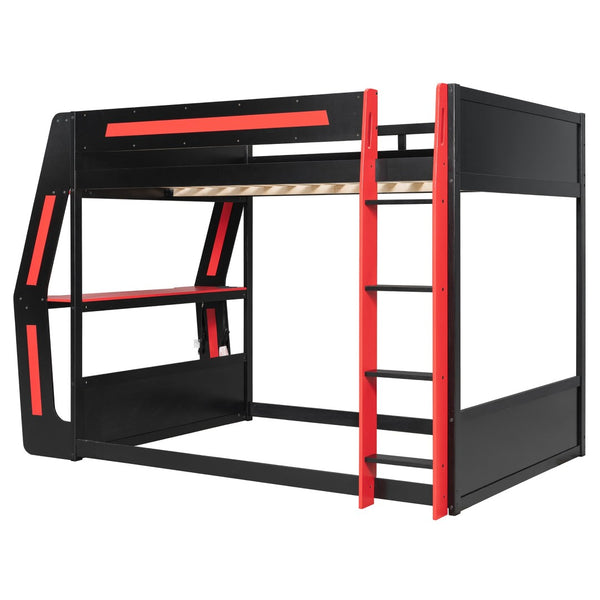 English Elm Full-size Gaming Loft Bed with Integrated Rgb Desk Usb Ports and Esports Frame Red LT000239AAR