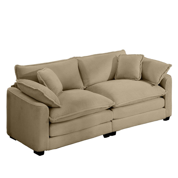 English Elm Modern Corduroy Loveseat Sofa With 4 Pillows – Deep Seating Comfort For Stylish Living Spaces W714S00788