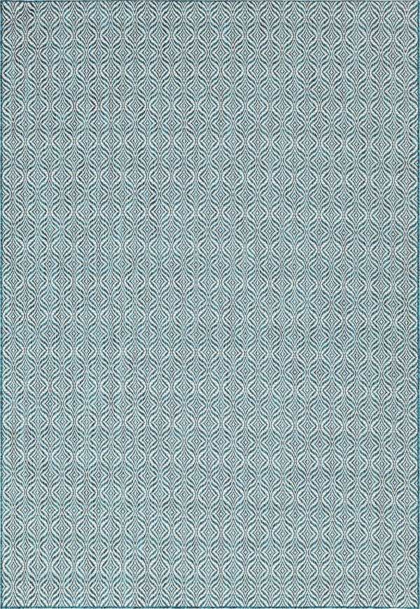 Unique Loom Outdoor Trellis Deco Trellis Machine Made Trellis Rug Teal, Ivory 8' 0" x 11' 4"