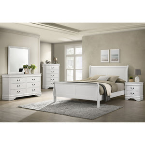 English Elm Mckee White Queen Sleigh Bed with Curved Legs and Low Profile Footboard for Cottage Rooms B062S01743
