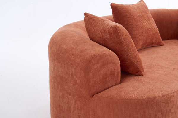English Elm Crescent-shaped Curved Chenille Loveseat Low Profile Deep Seat Modern Living Room Sofa Orange W5188P450351