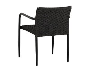 Sunpan CASELLA Stackable Dining Armchair - Modern Black Aluminum Frame with Comfortable Dark Grey Weave 112066