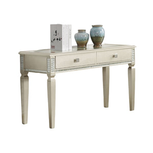 English Elm Sofa Glam Silver Console Table with 5mm Tempered Glass Top, Crocodile Emboss Drawers & Jewels B011P205175