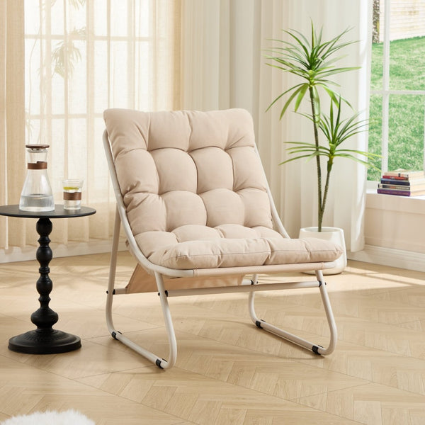 English Elm Patio Sling Lounge Chair with Ottoman Steel Frame Cushioned Indoor Outdoor Seat W640P443420