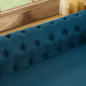 English Elm Elegant oversized dog sofa bed 55" sturdy elevated pet bed for large breeds, modern linen look, 130lb capacity Dark Blue W487P304653