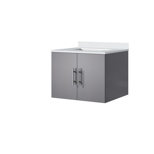 English Elm Dark Grey Bath Vanity With Cultured Marble Top - Space-Saving Design, Soft-Close Features & Storage B2731P258557