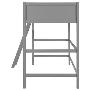 English Elm Loft Bed with Built-in Slide Solid Pine Twin Frame for Kids Bedroom Play Gray N708P360090E