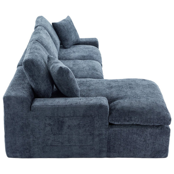 English Elm Cloud Modular Sectional Sofa with Double-Layer Cushioning, Deep 21.5" Seat, Chenille Upholstery & Side Pockets Blue N719S001980C
