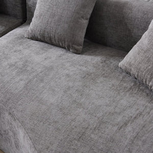 English Elm 111" L Shaped Cloud Sofa Plush Chenille Upholstered High Density Foam Apartment Living Room Grey W1669S00058