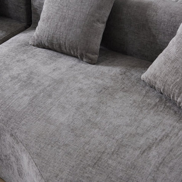 English Elm 111" L Shaped Cloud Sofa Plush Chenille Upholstered High Density Foam Apartment Living Room Grey W1669S00058