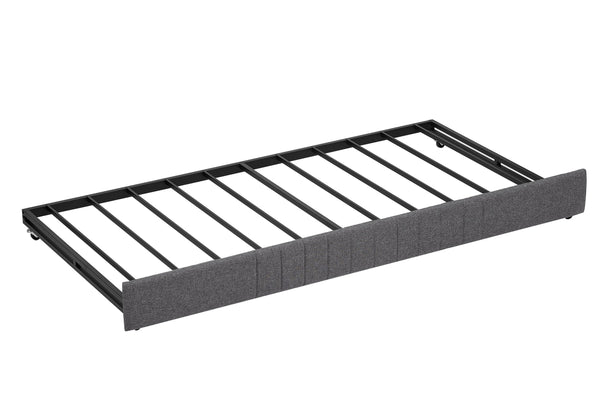 English Elm Daybed, Grey Metal Framed Sofa Bed with Twin Trundle, Durable Iron Frame, 6"-8" Mattress Fit, 78.4" W1162P214581