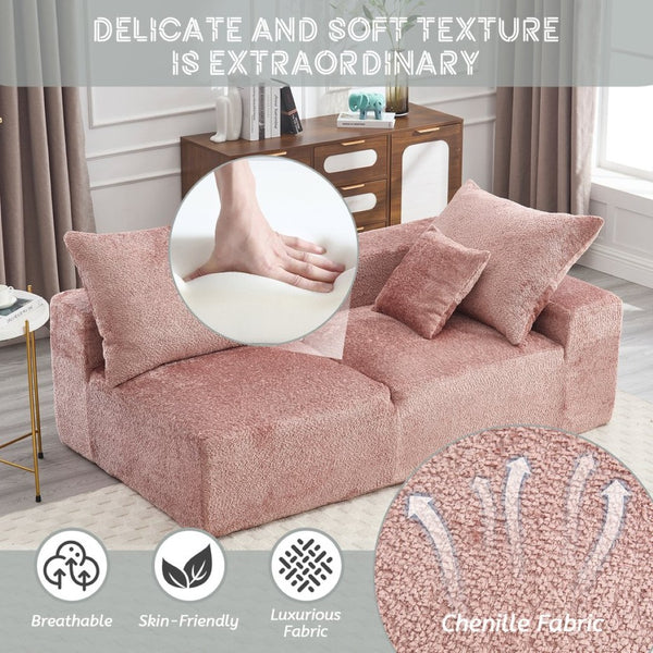 English Elm United Two-Person Sofa - Versatile Chenille Upholstery For Lounging, Napping & Flexible Layout W1568P222617-GIGA