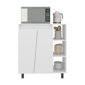 English Elm Cesna White Kitchen Sideboard with Appliance Top Open Shelves and Enclosed Cabinet B070P474240