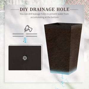 English Elm Outsunny Set Of 3 Stylish Tall Planters With Drainage Holes For Indoor & Outdoor Use – Brown Color! W2225P174481-GIGA